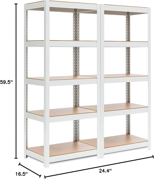 HOMEDANT House 5 Tier 24.4" W Laminated Metal Shelving Unit Adjustable Storage - Image 2