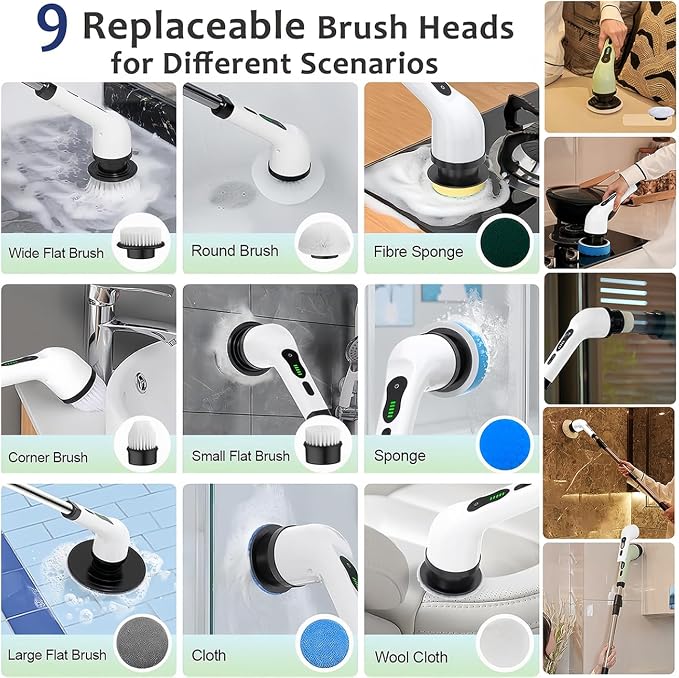 Cordless Electric Spin Scrubber, Hands-Free Shower Cleaning Tool - Image 7