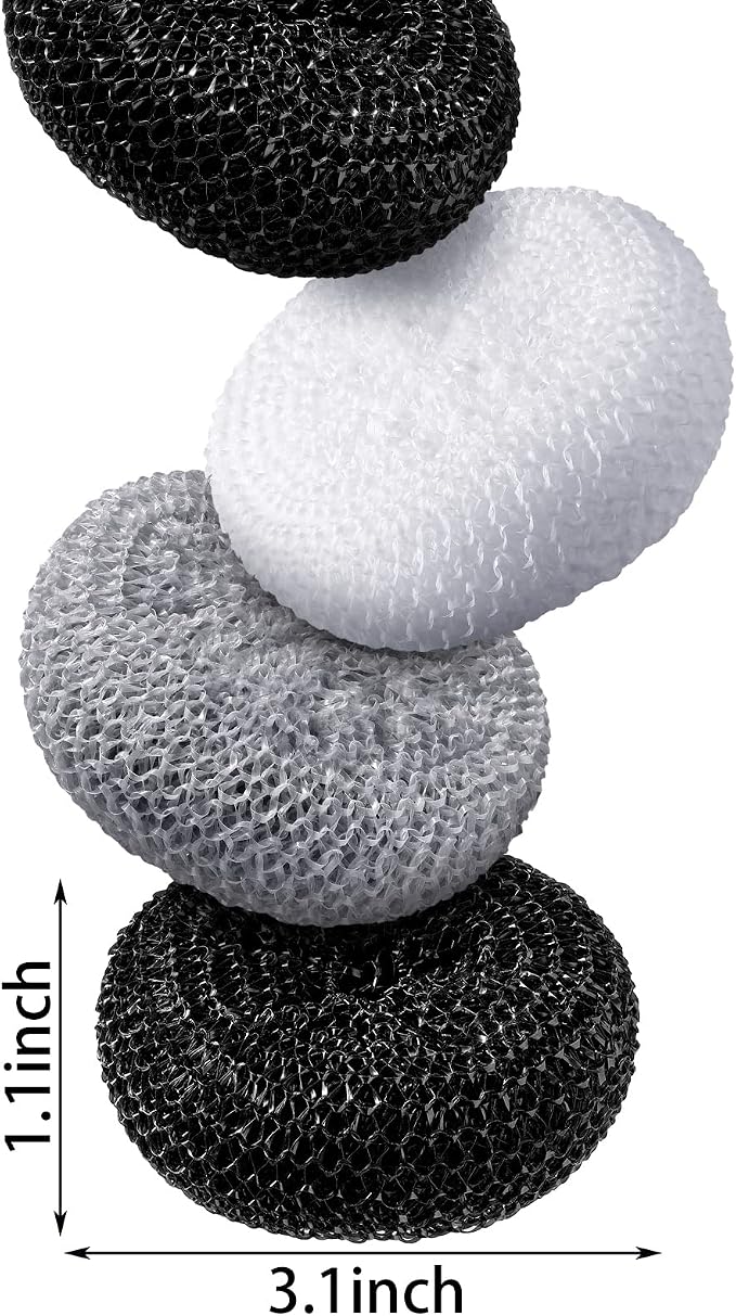 Blulu Plastic Dish Scrubbers for Dishes Pot Round Nylon Pad, Mesh Scouring Non - Image 2