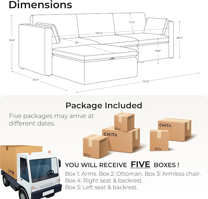 CHITA Oversized Modular Sectional Sofa Set, FSC Certified L Shaped Couch - Image 2