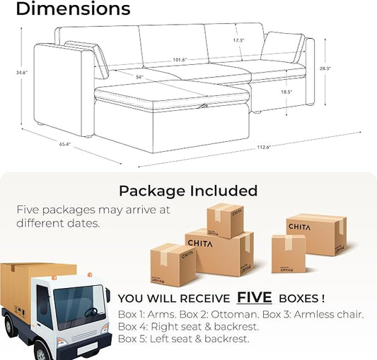 CHITA Oversized Modular Sectional Sofa, FSC Certified L Shaped Sectional Couches - Image 2