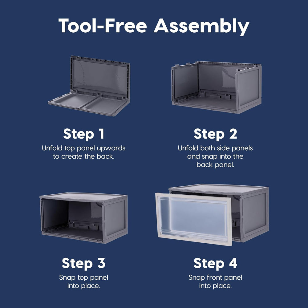 IRIS USA 53 Qt Stackable Storage Bins, 3-Pack, Front Access, Gray