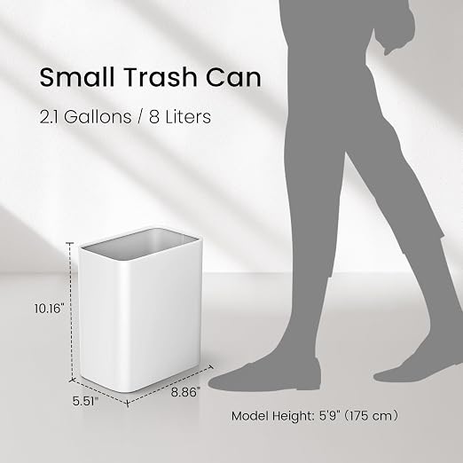 Cesun Small Bathroom Trash Can 2.1 Gallon Wastebasket, Modern Metal Garbage Can - Image 8