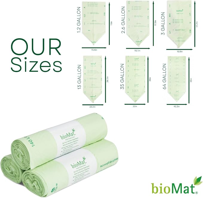 bioMat 64 Gallon Compostable Trash Bags Liners, BPI ASTM D6400 and CMA Certified - Image 7