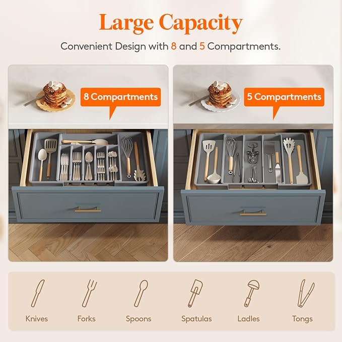 Lifewit Silverware Drawer Organizer and Utensil Organizer Set, Expandable - Image 2