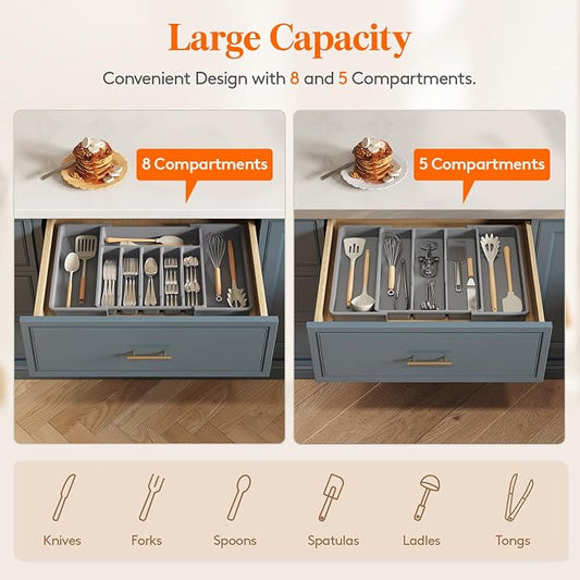 Lifewit Silverware Drawer Organizer and Utensil Organizer Set, Expandable - Image 2