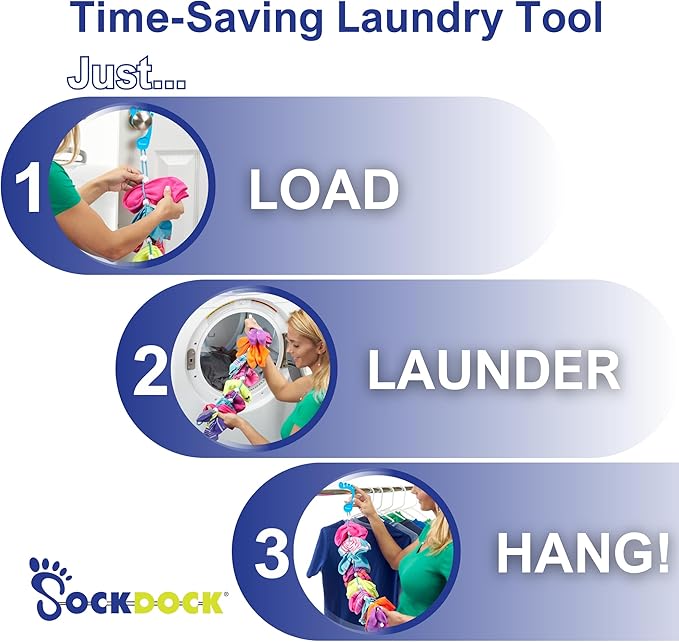 Sock Laundry Solution for Washing Drying & Storing Socks in Pairs, Clip & Hold - Image 3