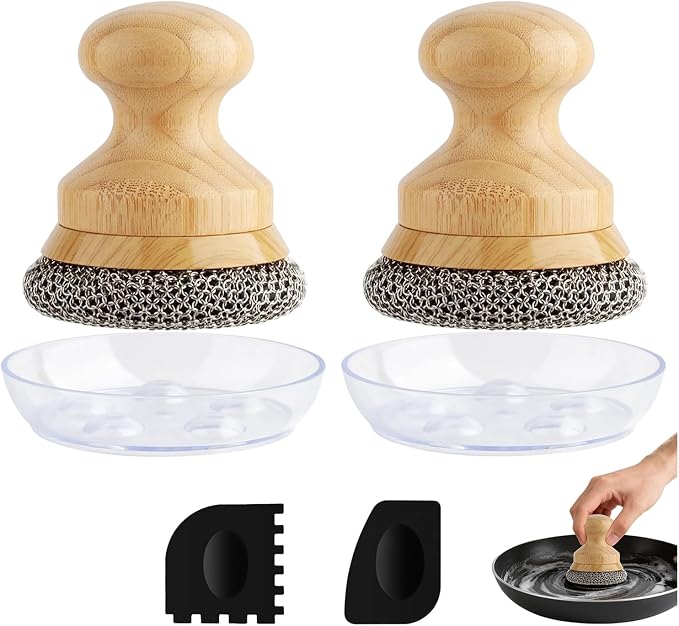 Cast Iron Scrubber and Scraper, Chain Mail Cleaner by BEEPTRUM