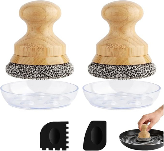 Cast Iron Scrubber and Scraper, Chain Mail Cleaner by BEEPTRUM