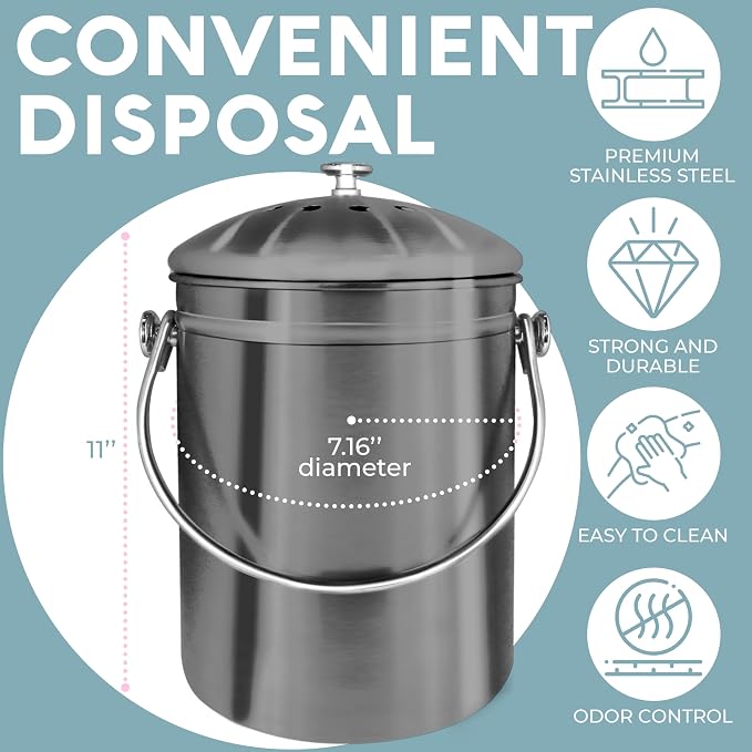 EPICA Countertop Compost Bin Kitchen | 1.3 Gallon | Odorless Composting Bin - Image 3