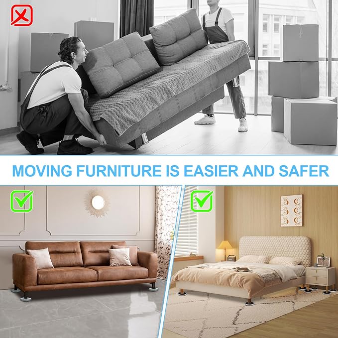 New Upgrade Furniture Movers Sliders, 4+4 Pack 4.3" Multi-Surface Furniture - Image 5