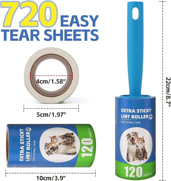 Extra Sticky Lint Roller Refills 6 Pack fit 3.8"-4" Standard Size Lint Roller - Image 2