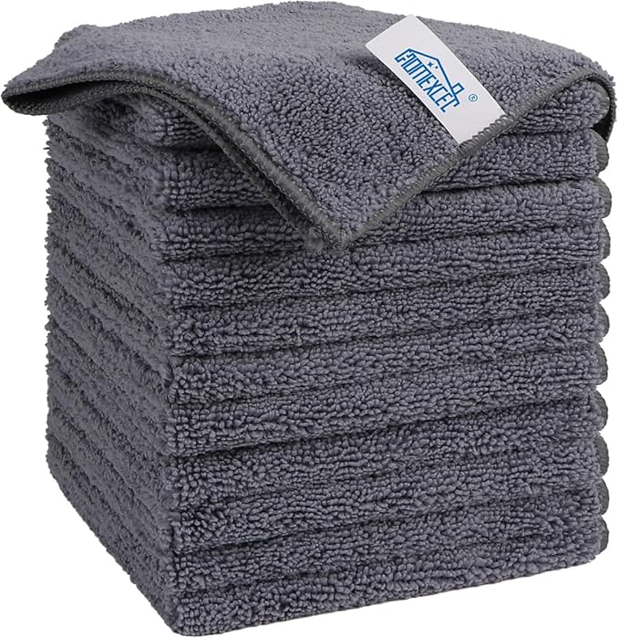 HOMEXCEL Grey Microfiber Cleaning Cloth, 12 Pack Premium Microfiber Towels by HOMEXCEL