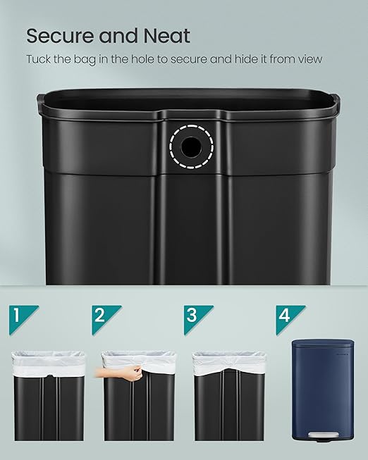 SONGMICS 13 Gallon Trash Can, Stainless Steel Kitchen Garbage Can, Recycling or - Image 7