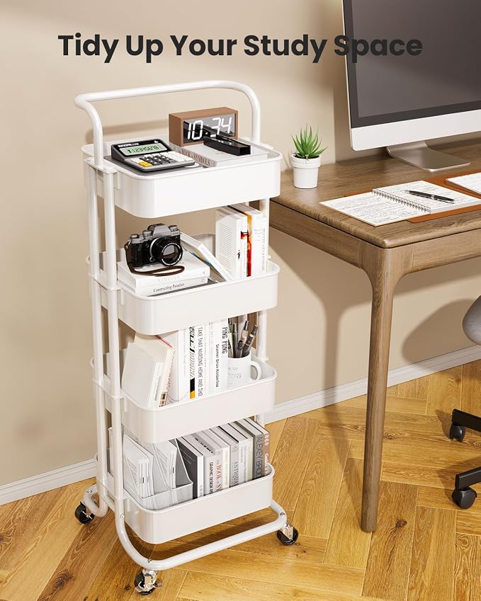 Pipishell 4 Tier Mesh Utility Cart, Rolling Metal Organization Cart - Image 7