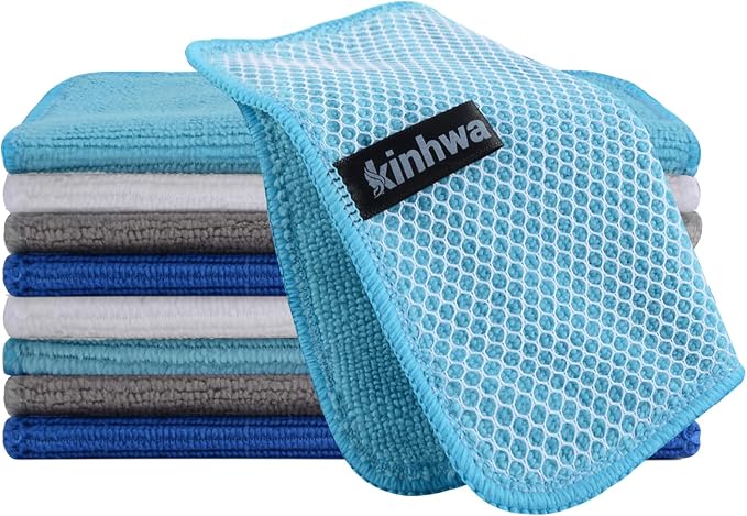 KinHwa Kitchen Washcloths for Dishes Absorbent Microfiber Dish Cloths Quick Dry by KinHwa