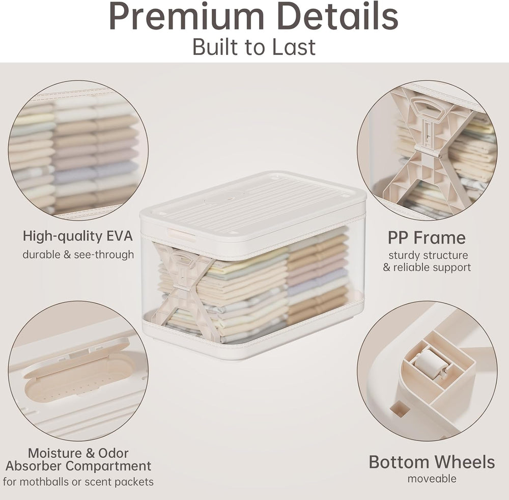 HAIXIN Collapsible Storage Bin with Lid 8.4 Gal, Clear Storage Totes 3 Pack