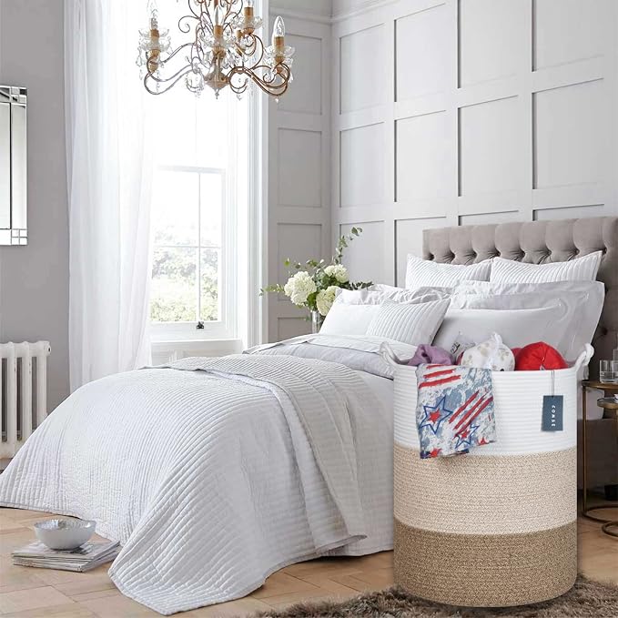 COMSE Extra Large Blanket Basket, Tall Woven Storage Basket, Nursery Hamper - Image 6