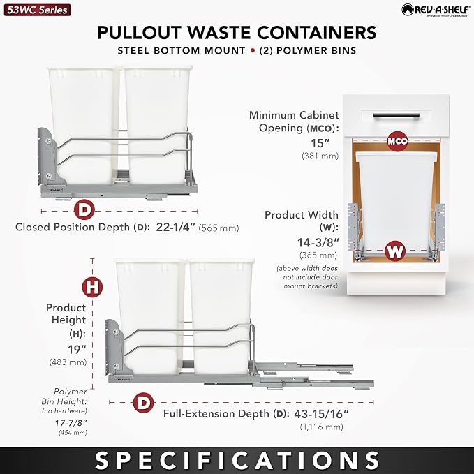 Rev-A-Shelf Double Pullout Trash Cans - Image 4