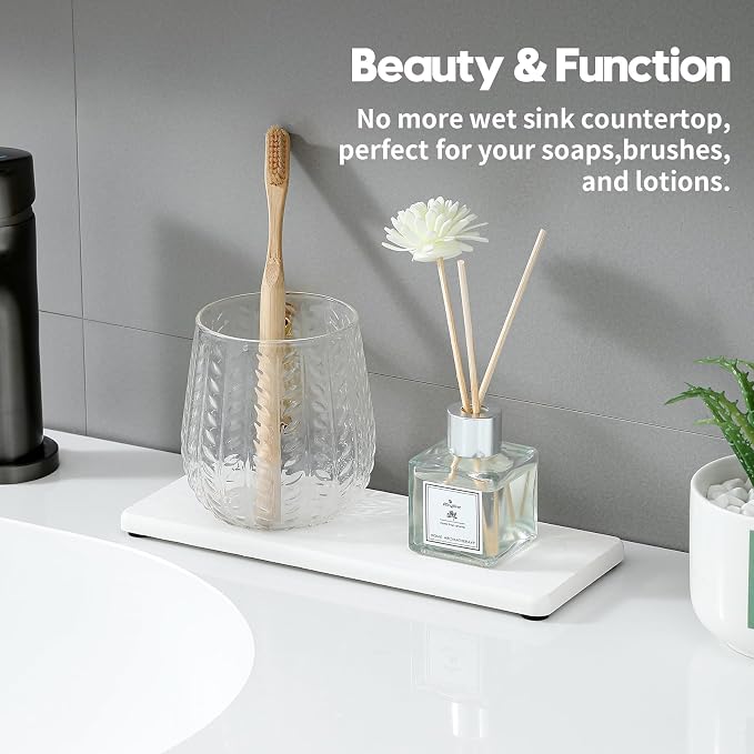 2PCS Bathroom Sink Trays, Water Absorbing Diatomite Stone Quick Drying Mat - Image 2