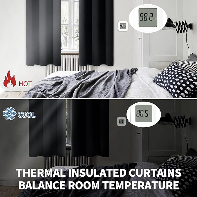BGment Black Blackout Curtains 40 Inches Long - Image 5