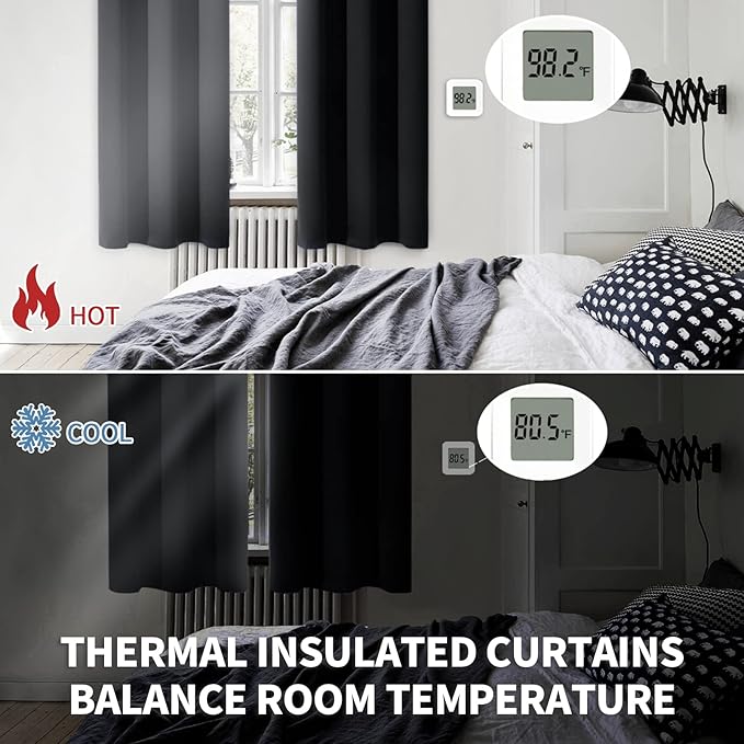 BGment Black Blackout Curtains for Bedroom Window 34 x 45 Inch - Image 4