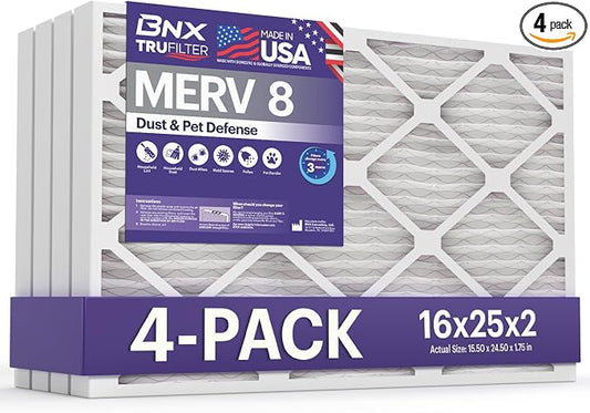 BNX TruFilter 16x25x2 Air Filter MERV 8 by BNX