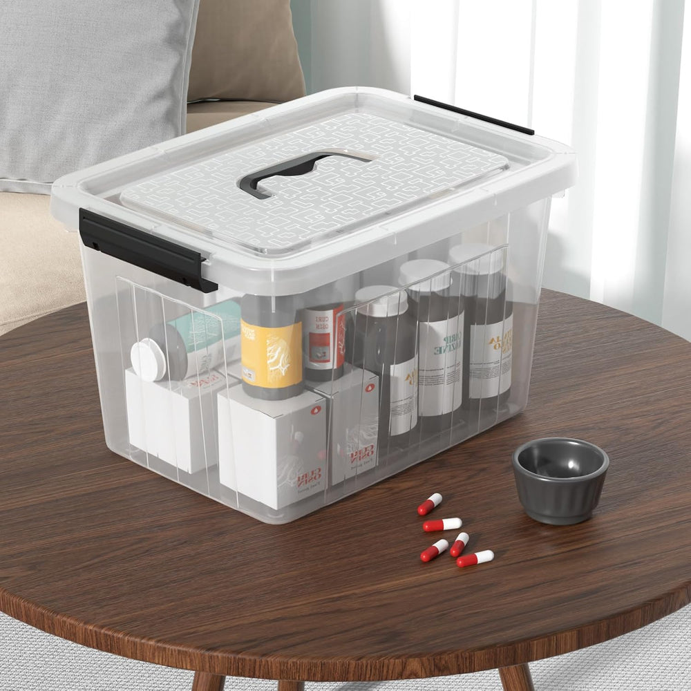 10 Quart Clear Plastic Storage Box Bins with Handle Lids, 4-Pack