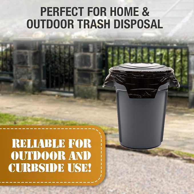 95-96 Gallon Extra-Large Black Garbage Can Liners, Heavy-Duty Trash Bags - Image 6