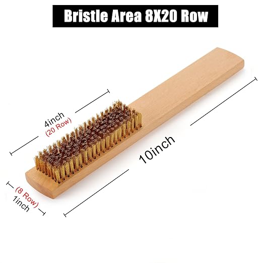 MAXMAN Brass Brush 3Pcs, Soft Brass 8 Rows 20 Bristles Wire Brush - Image 2