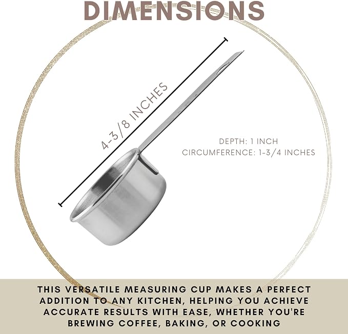 1/8 Cup Stainless Steel Measuring Cup | Sturdy Metal 30 ml | 30 cc | 1 oz | - Image 4