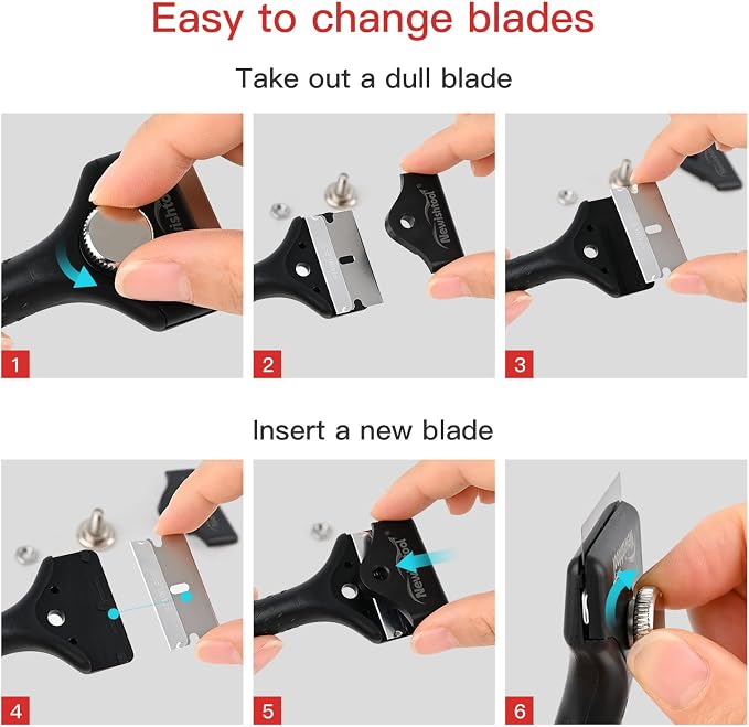 NEWISHTOOL Long Handle Scraper Tool Kit includes 2 Pcs Razor Blade Scraper and - Image 7