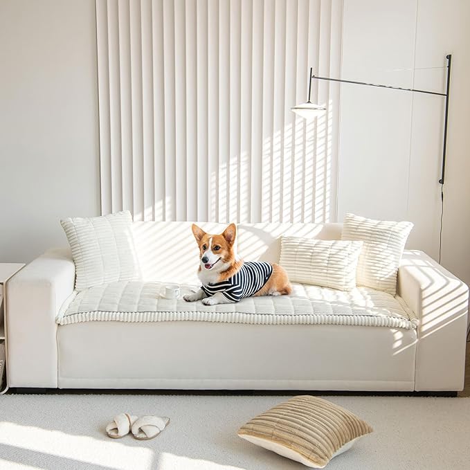 OTOB Couch Covers for 3 Cushion Sofa Pet Friendly, Plush Fuzzy Non Slip Sofa - Image 7