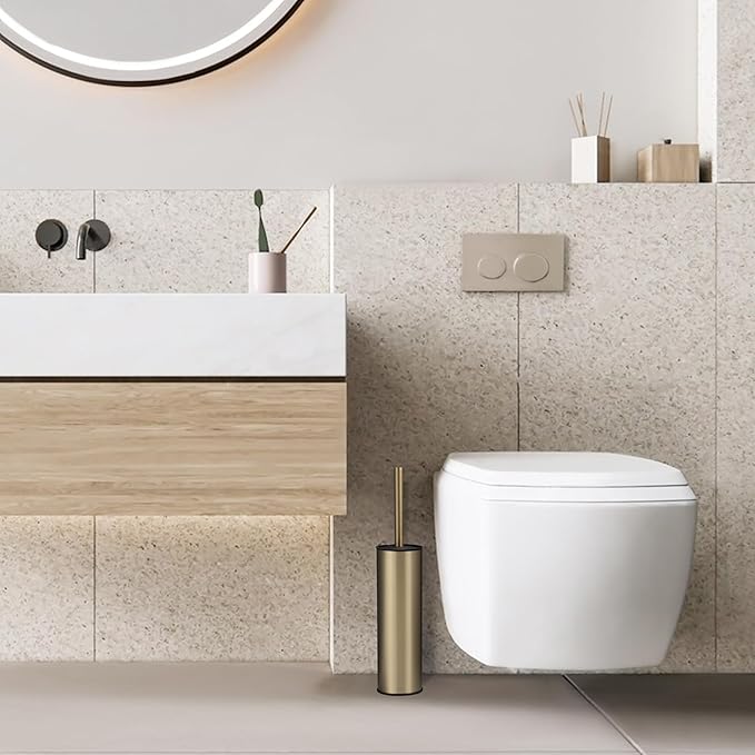 BGL Brushed Gold Toilet Brush and Holder, Stainless Steel Toilet Brushes - Image 7