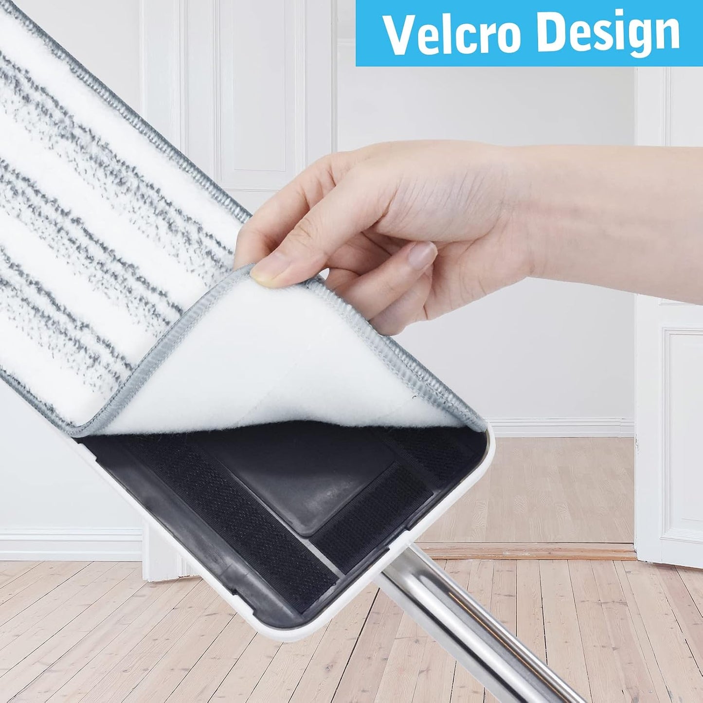 Flat Mop Pads, Mop Replacement Pads, Stronger Absorbent Microfiber Mop Pads, Machine Washable Pads, Refill 3 Packs
