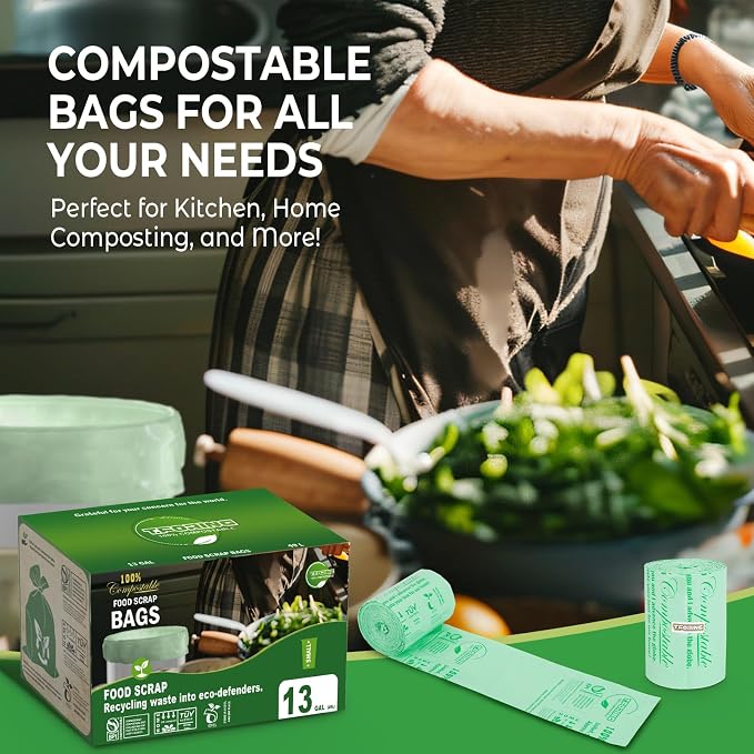 Compostable Trash Bags, 13 Gallon / 49.2 Liter, Extra Thick 0.9 Mil Tall - Image 7