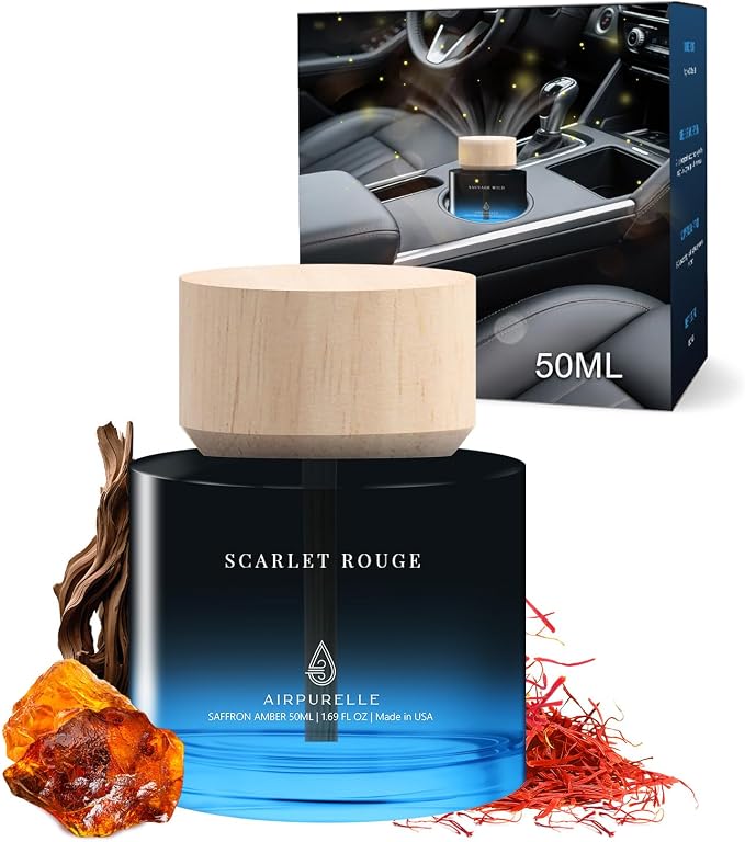 Car Air Freshener for Men & Women – Long-Lasting Saffron Amber Essential Oil by AIRPURELLE