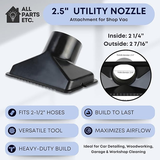 2.5" Utility Nozzle Attachment for Shop Vac – Wet Dry Vacuum Tool for Saw Dust - Image 2
