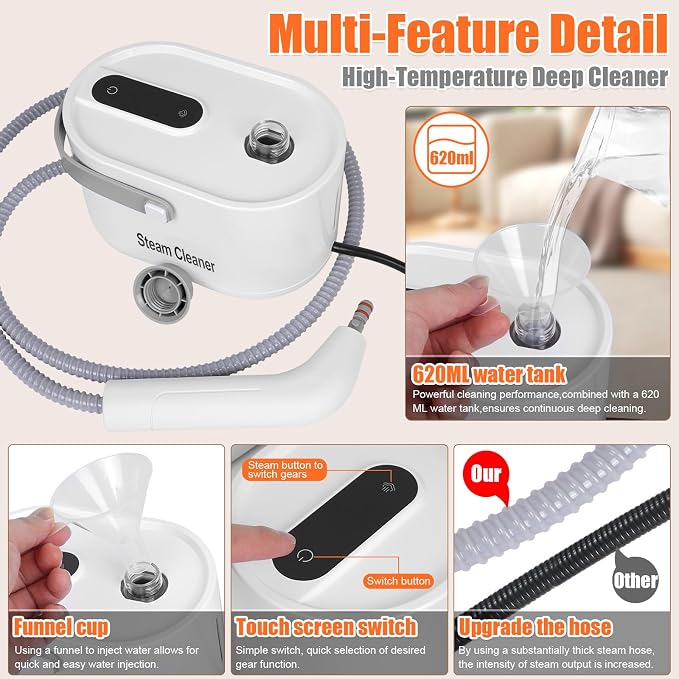 9 in 1 Handheld Steam Cleaner for Home Use, Portable Steamer for Cleaning - Image 6
