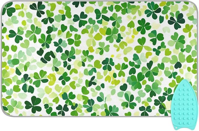 Bright Green Clover St. Patrick Ironing Mat by Tatenale