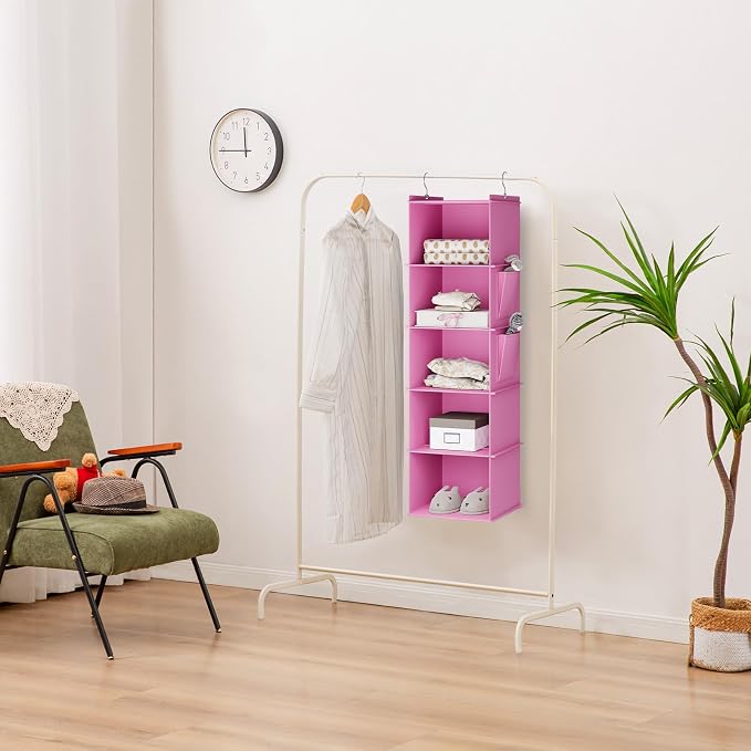 YOUDENOVA Hanging Closet Organizer, 5-Shelf Closet Hanging Storage Shelves - Image 2