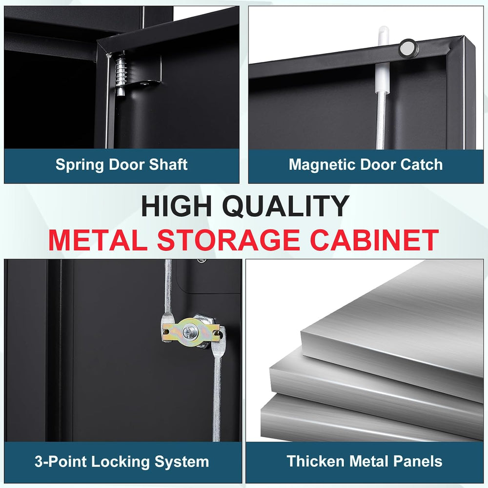 MIIIKO Metal Garage Storage Cabinet with 2 Doors and 5 Shelves,71" Metal...