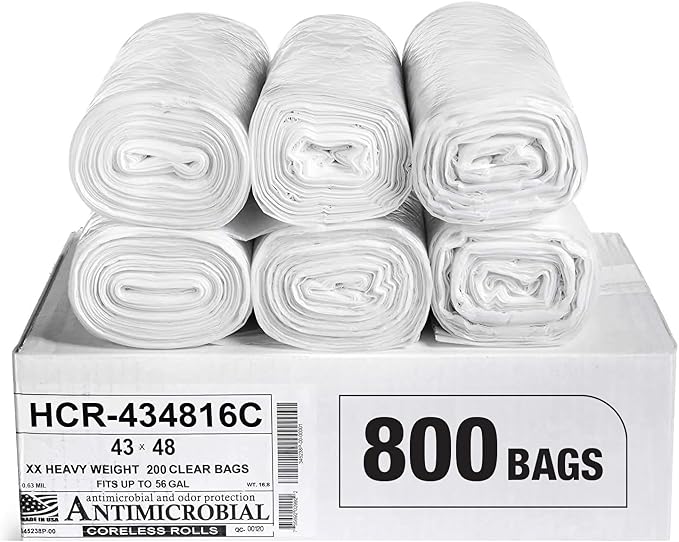 Aluf Plastics High Density Trash Bags, 56 Gallon, 16 Micron, by AlufPlastics