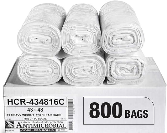 Aluf Plastics High Density Trash Bags, 56 Gallon, 16 Micron, by AlufPlastics