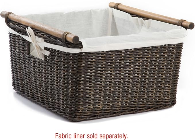 The Basket Lady Deep Pole Handle Wicker Storage Basket, 13.5 in L x 14 in W x 9 - Image 2