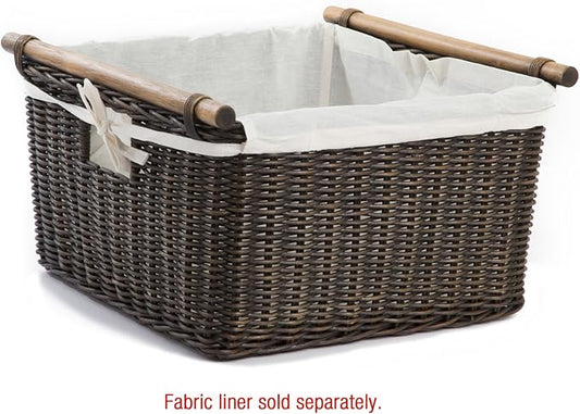 The Basket Lady Deep Pole Handle Wicker Storage Basket, 13.5 in L x 14 in W x 9 - Image 2