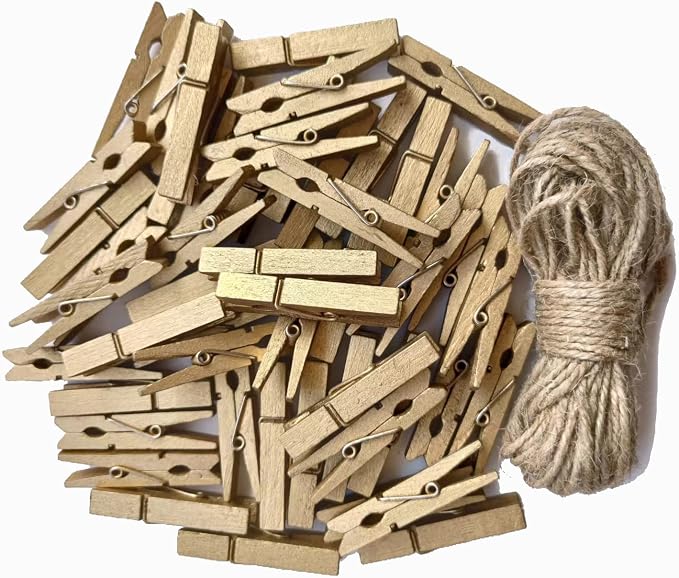 1.9 in Gold Clothespins Art Hanging Kit Kids Artwork Picture Party Xmas Decor by Unknown
