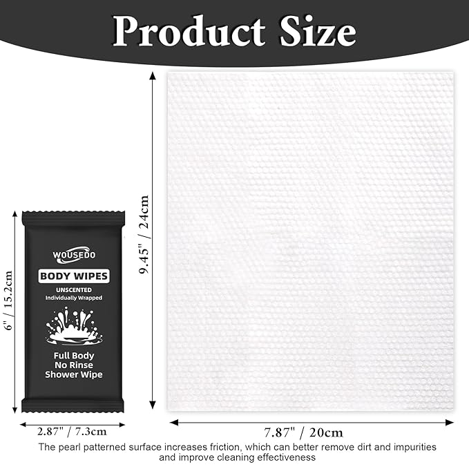 300 Pcs Ultra Thick Soft Large Body Wipes Individually Wrapped, Shower Wipes - Image 2