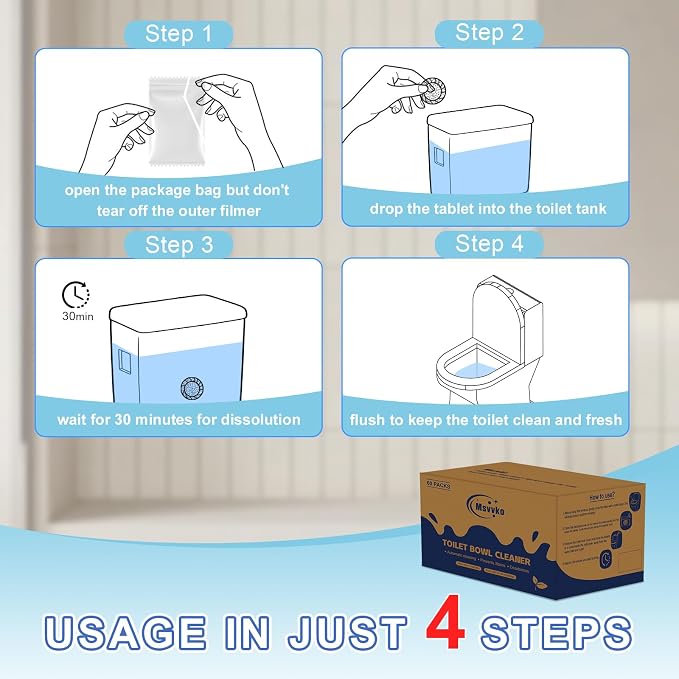 Automatic Toilet Bowl Cleaner Tablets Blue Gel Toilet Tank Cleaners, - Image 6