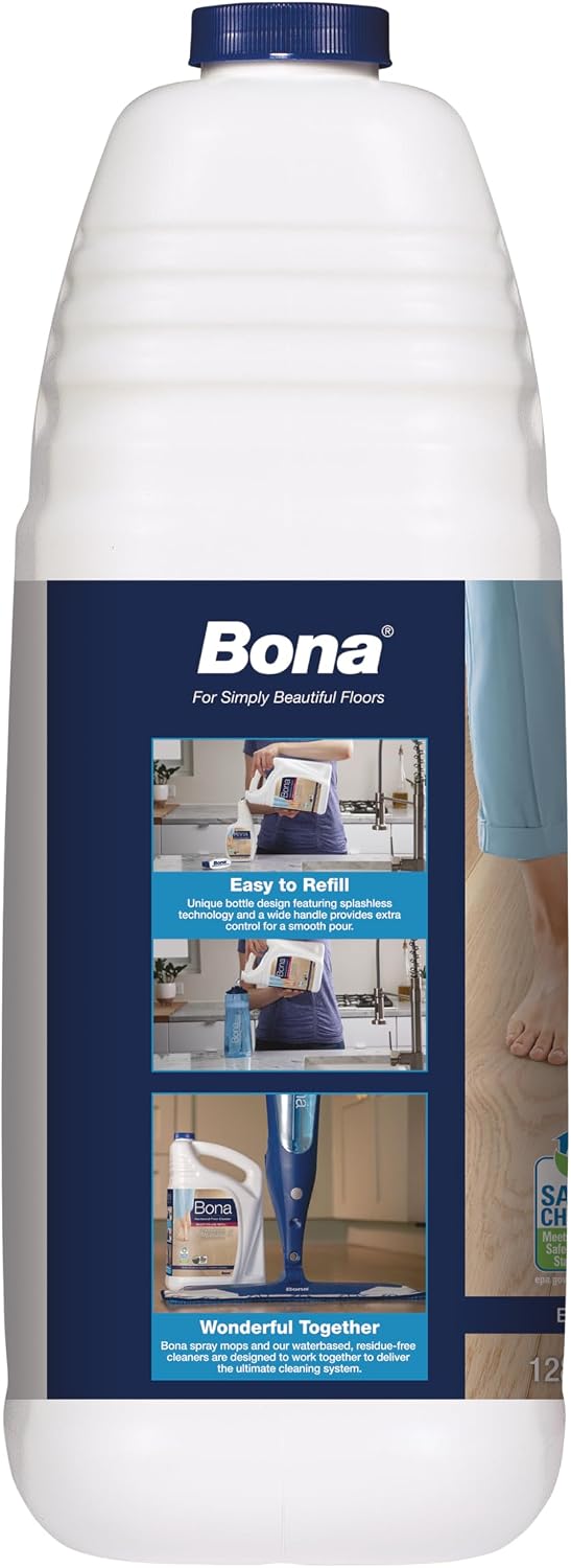 Bona Hardwood Floor Cleaner Refill - 128 fl oz - Unscented | Refill for Bona Spray Mops and Spray Bottles - Residue-Free Floor Cleaning Solution for Wood Floors